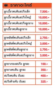 ราคาอะไหล่เครื่องตบดิน