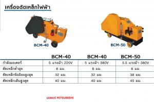 สเปคเครื่องตัดเหล็กไฟฟ้า รุ่น BCM-40 BCM-50